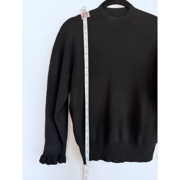 NWT Madewell Merino Wool Ruffle Mock Neck Sweater in Black Size XS - Picture 13 of 15